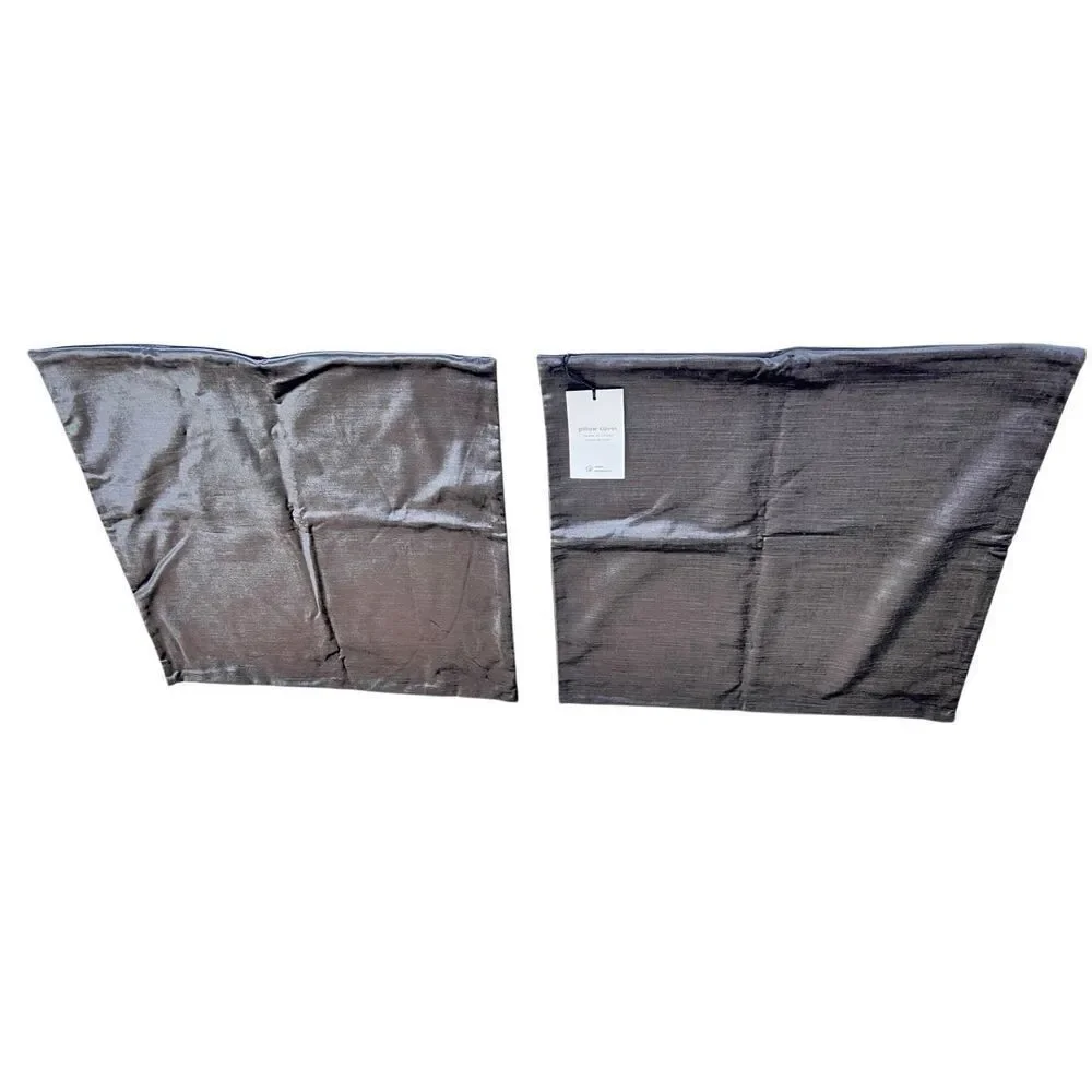 Lot of 2 West Elm Gray Crushed Velvet Throw Pillow Covers NWT
